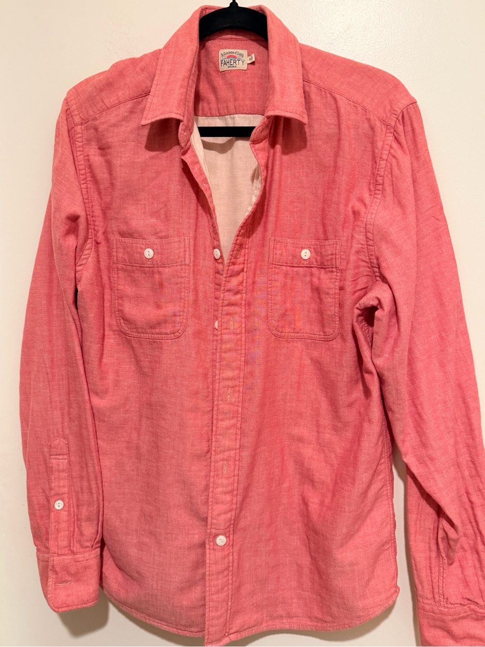 Faherty Coral Long-Sleeve Lt Flannel lined Cotton Shirt